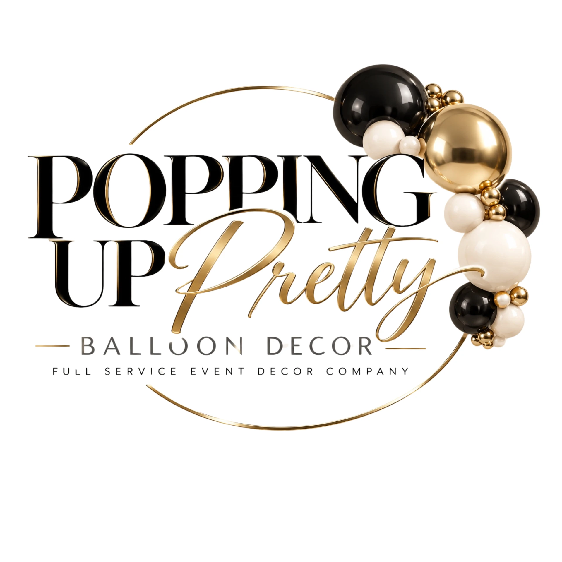 Popping Up Pretty balloon décor logo